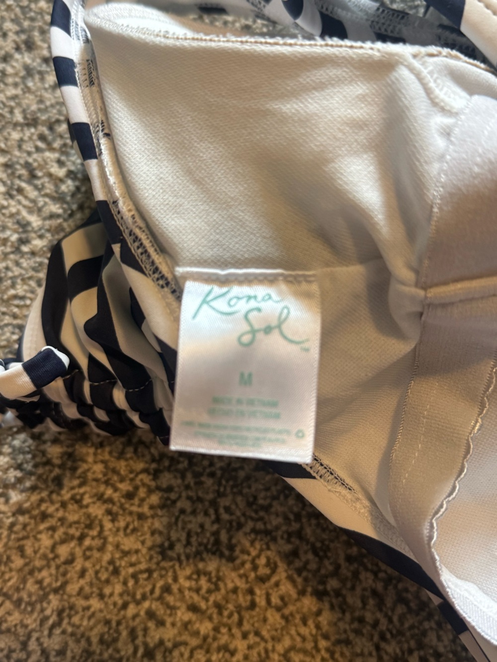 Kona Sol Navy and White Striped One-Piece Swimsuit - Picture 4 of 4